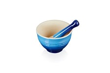 Le Creuset Mortar and Pestle, Enamelled Stoneware, 11.5 cm, 360 g, 300 ml, Azure, 81209302200003