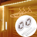 Bande LED Détecteur de Mouvement À Piles - LUXJET Bande Lumineuse LED Auto Adhésive 2 Pièces Blanc Chaud Pour Chambre À Coucher, Placard, Couloir, Salle De Bain, Escalier