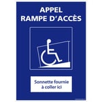 Signaletique.biz France - Panneau Appel Rampe d'Accès + Sonnette Sans Fil. Signalisation Handicap. Panneau Appel pour pmr en pvc 15 x 21 cm