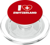 I Love Switzerland with Swiss Flag and Heart PopSockets PopGrip pour MagSafe