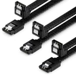 3X 30 Cm Câbles Sata 3 Nylon Set 6 Gbit/S Sata Iii Câbles De Données De Branchement De Connexion Serial Ata Pour Carte Mère & Disque Dur Hdd Ssd 1 Connecteurs En L S-Ata L 90° Coudés Noirs[Q2133]