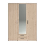 Armoire 3 portes 2 tiroirs 1 miroir L150cm DAISY chêne Taille unique