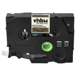 vhbw 1x Ruban compatible avec Brother PT P750TDI, P900W, P710BTH, P750W imprimante d'étiquettes 5m x 12mm Noir sur Or mat, laminée