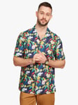 Simon Carter Parrot Fruit Short Sleeve Linen Shirt, Blue/Multi