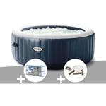 Kit spa gonflable Intex PureSpa Blue Navy rond Bulles 4 places + 6 filtres + Kit d'entretien