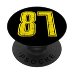 Numéro vintage #87 Numéro universitaire jaune sport PopSockets PopGrip Interchangeable