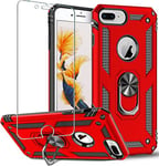 Folmeikat Coque pour iPhone 8 Plus, iPhone 7 Plus, iPhone 6S Plus/6 Plus - Protection d'écran rotative à 360 degrés - Anneau en métal Fin - Absorption des Chocs - Coins renforcés TPU 5.5" Rouge