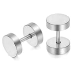 2-pack Fake Plug Fejk Töjning Örhänge Piercingsmycke Silver - 7mm silver