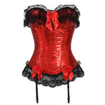 ZXF Bustiers et Corsets Femme Sexy Showgirl Paillettes Overbust Corset Lingerie Coupe Sirène Cosplay Bodyshaper Sliming Carnaval Bustier (Color : Red, Size : XX-Large)