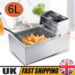 6L Commercial Deep Fryer Electric Basket Benchtop Cooker Stainless Steel 2200W