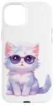 Coque pour iPhone 15 Plus Chat blanc moelleux aux grands yeux bleus