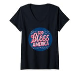 Womens Cool God bless America Stamp V-Neck T-Shirt