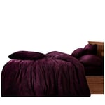 Gaveno Cavailia 249245 - Parure de lit 2 pièces en Polaire Ultra Douce et Chaude - 1 Housse de Couette et 1 taie d’Oreiller pour lit 1 Place - Facile à Entretenir - Aubergine