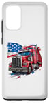 Coque pour Galaxy S20+ Camion conducteur patriotique drapeau USA rouge blanc et bleu camions fourgon