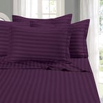 Élégant Comfort Meilleur, Plus douce, Cosiest 6 pièces Drap Définit. – 1500 fils en coton égyptien de qualité Luxueux résistant aux Rides de Damas Stripe Drap de lit 6 pièces, California King Aubergine/violet