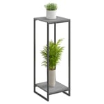 JEPRECO Étagère moderne à 2 niveaux pour plantes d'intérieur, 86,4 cm de haut, organiseur d'angle pour pot de fleurs pour salon, balcon, terrasse, jardin (gris chêne)