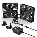 ELUTENG 120mm Fans 12V 1A Computer Fan Dual PC Fan DC Powered Quiet Desk Fan 2 In 1 Cooling Fan with Speed Controler & Black Metal Grill for Receiver DVR Computer PC PS4 XboxTV Box Laptop AV Cabinet