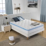 Matelas à mémoire de forme Gel active 140x190. 25 cm d'épaisseur - blanc