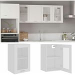 Armoire en verre suspendue Armoire de cuisine Meuble haut Cuisine Blanc 40x31x60 cm Aggloméré 50102