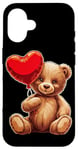 Coque pour iPhone 16 Ours en peluche coeur amour joyeux Saint-Valentin