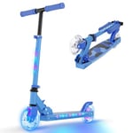 TONBUX Trottinette Enfants 6 Ans, Trotinette Enfants avec Poteau D'éclairage Cool, Roues et Pont, Trottinette à Hauteur Réglable sur 4 Niveaux, Trottinette Légère et Pliable de 5 à 12 Ans, Bleu