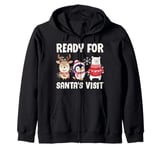 Kids Christmas Costume READY FOR SANTA'S VISIT Funny Zip Hoodie