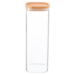 Square Glass Storage Jar with Wooden Lid 2.2 Litre