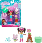 Gabby et la Maison Magique - Gabby Dollhouse - 2 FIGURINES ET ACCESSOIRES - Coffret Jardin Enchanté - Gabby, 1 Figurine Chat Et Accessoires - Dessin Animé Jouet Gabby Chat - Jouet Enfant 3 Ans et +