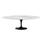 Knoll - Saarinen Oval Table - Matbord, 244 x 137 cm, Svart underrede, skiva i glansig Statuarietto marmor - Spisebord - Eero Saarinen - Hvit - Metall/Stein