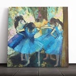 Big Box Art Canvas Print Wall Art Edgar Degas Dancers in Blue | Mounted and Stretched Box Frame Picture | Home Decor for Kitchen, Living, Dining Room, Bedroom, Hallway, Muli-Colour, 14x14 Inch