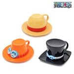 Ny Anime One Piece Cosplay Mug Vattenkopp Kreativ Tre Bröder Hattformad Kaffekopp Luffy Ace Sabo Keramisk Kopp För Fester 1-470ML 201-300ML