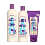 Aussie Miracle Moist Shampoo and Conditioner Set with deep treatment hair mask for dry, damaged hair, vegan, cruelty free, XL Value Packs