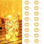 btfarm Lot de 16 Guirlande Lumineuse à Pile, 2m 20 LED Guirlande Lumineuse Étanches Fil d'argent Guirlande Lumineuse Intérieure pour Bricolage Fête de Mariage Noël Terrasse Chambre, Blanc Chaud