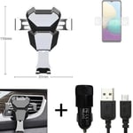 Car holder air vent mount for Samsung Galaxy A02 + CHARGER Smartphone