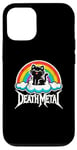 Coque pour iPhone 12/12 Pro Death Metal Cat Rainbow Bracelet en métal lourd pour enfants