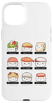 Coque pour iPhone 15 Plus Tableau d'identification des sushis Kawaii