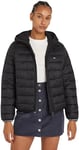 Tommy Jeans Women's Quilted Tape Hood Jacket, Black (Black), 4XL