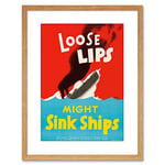 Wee Blue Coo AD WAR WWII USA LOOSE LIPS SINK SHIPS TORPEDO FRAMED PRINT F97X2518