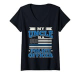 Womens My Uncle Is A Police Officer Policeman Blue US Flag V-Neck T-Shirt