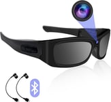 Lunettes de Soleil Caméra Cachée, HD 1080p Lunettes Mini Caméra Espion, Lunettes de Soleil Sport Caméra Cachée avec Bluetooth pour Jouer de la Musique, Prendre des Photos et des Vidéos