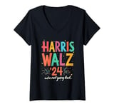 Womens Harris Walz '24 We're Not Going Back. Harris Walz 2024 V-Neck T-Shirt