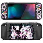 playvital ZealProtect Soft Protective Case for Nintendo Switch OLED, Protector Joycon Grip Cover for Switch OLED with Thumb Grip Caps & ABXY Direction Button Caps - Lovely Punky Bunny