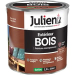 Peinture Bois Microporeux Extérieur Satin - Portes, fenêtres, portails, mobilier de jardin - Brun Cuivre 2,5 l - Julien