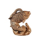 lachineuse - Figurine Poisson Arowana - Statuette Feng Shui - Symbole de Chance et de Richesse - pour Bureau, Maison - Décoration Asiatique Intérieur - 13 x 11 x 5 cm - Carpe Zen - Coloris Doré