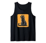 Funny Black Cat with Crown for a Royal Comedy Vibe Tank Top