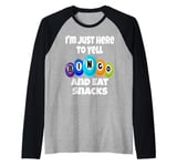 I'm Just Here To Yell Bingo And Eat Snacks Funny Game Night Raglan Baseball Tee