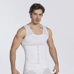 Män Midjetrimmer Bälte Wrap Trainer Hot Swear Skjorta Korsett Slimming Body Shaper White XL