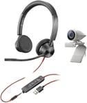 POLY Webcam Studio P5 & casque Blackwire 3325 USB-A/Jack 2 écouteurs