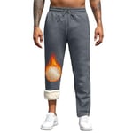 Pantalon Polaire Homme Jogging Hiver Chaud Thermique Coton Sport Pantalons Ample Large Grande Taille Bas de Survêtement Homme XS Jambe Droite Gris Foncé