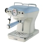 Espresso Coffee Machine with Milk Frother, Vintage Blue, Ariete 1389/15